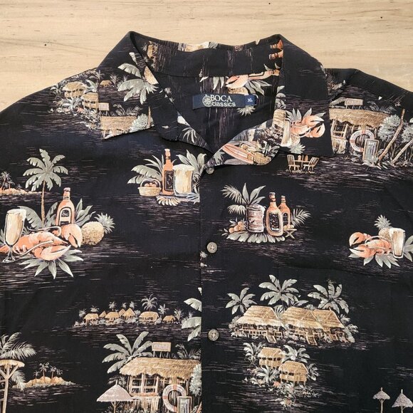 Boca Classics Hawaiian Shirt Rayon Button Up Short Sleeve Floral Aloha XL EUC - Picture 5 of 11